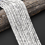 AAA Faceted Natural Howlite Heishi Rondelle Beads 6mm 15" Strand