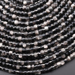 AAA Faceted Natural Silver Obsidian Heishi Rondelle Beads 6mm 15" Strand