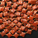 Sparkling Four 4 Leaf Clover 10mm Beads Faceted Goldstone Carved Flower Gemstone 15.5" Strand