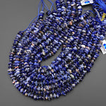 Natural Blue Orange Sodalite Freeform Center Drilled Rondelle Nugget Beads Gemstone 15.5" Strand