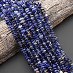 Natural Blue Orange Sodalite Freeform Center Drilled Rondelle Nugget Beads Gemstone 15.5" Strand