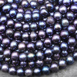 Large Genuine Dark Peacock Black Multicolor Freshwater Pearl 10mm off Round Beads Metallic Luster 15.5" Strand