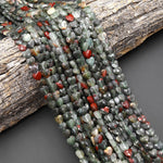 Faceted Natural African Bloodstone Carved Heart Beads 8mm Gemstone 15.5" Strand