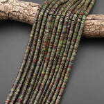 Natural Dragon Blood Jasper 6mm Thin Heishi Rondelle Beads 15.5" Strand