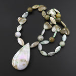 Genuine Natural Burma Green Purple Jade Pendant Long Necklace 28" Strand