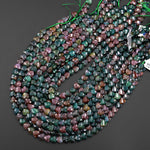 Faceted Natural Indian Agate Carved Heart Beads 8mm Mauve Purple Green Gemstone 15.5" Strand