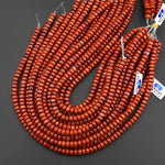 AAA Natural Red Jasper 7mm 8mm Smooth Rounded Heishi Rondelle Thick Disc Beads 15.5" Strand