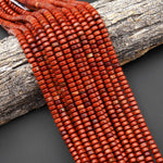 AAA Natural Red Jasper 7mm 8mm Smooth Rounded Heishi Rondelle Thick Disc Beads 15.5" Strand