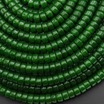 Green Taiwan Jade 7mm 8mm Smooth Rounded Heishi Rondelle Thick Disc Beads 15.5" Strand