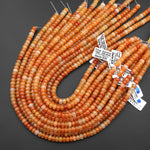 AAA Natural Orange Aventurine Jade 7mm 8mm Smooth Rounded Heishi Rondelle Thick Disc Beads 15.5" Strand
