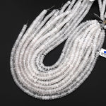 AAA Natural Rock Quartz 7mm 8mm Smooth Rounded Heishi Rondelle Thick Disc Beads 15.5" Strand