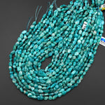 Natural Sea Blue Green Russian Amazonite Freeform Oval Pebble Nugget Beads Gemstone 15.5" Strand