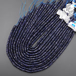 Faceted Blue Goldstone Heishi Rondelle Beads 6mm 15" Strand