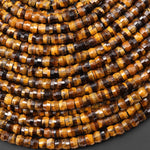 AAA Faceted Natural Tiger's Eye Heishi Rondelle Beads 6mm 15" Strand