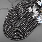 AAA Faceted Natural Silver Obsidian Heishi Rondelle Beads 6mm 15" Strand