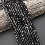 AAA Faceted Natural Silver Obsidian Heishi Rondelle Beads 6mm 15" Strand