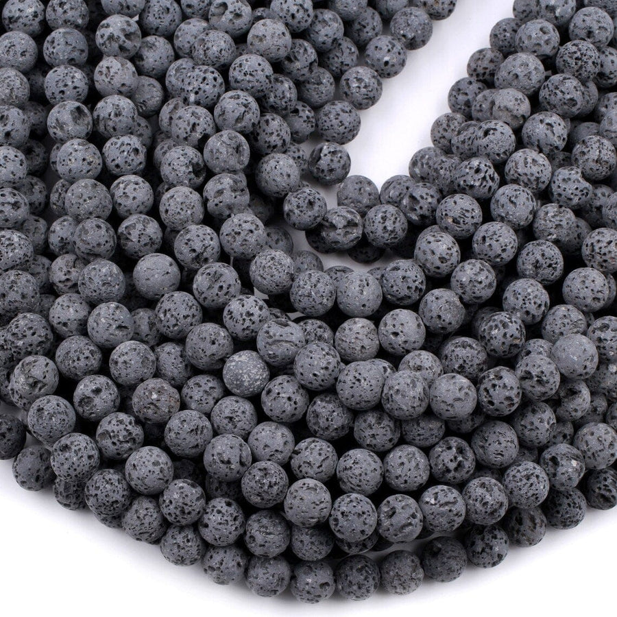 Unwaxed A Grade Natural Black Gray Lava Beads 4mm 6mm 8mm 10mm Volcanic Stone Mala Beads Godd for Essential Oil Treatment 15.5" Strand