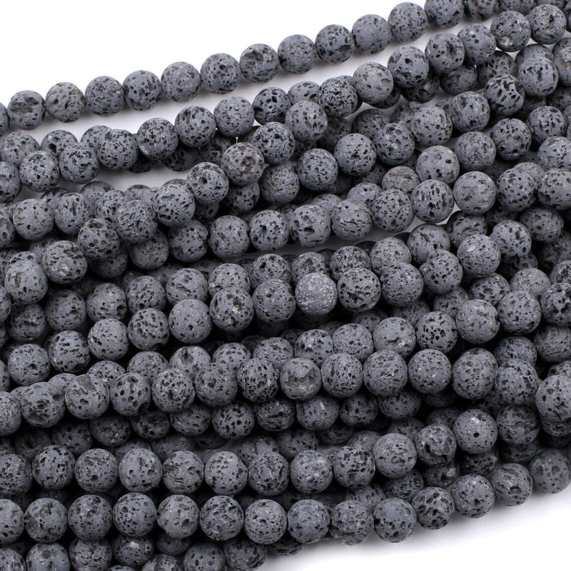 Unwaxed A Grade Natural Black Gray Lava Beads 4mm 6mm 8mm 10mm Volcani –  Intrinsic Trading