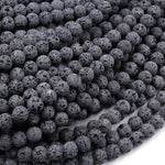 Unwaxed A Grade Natural Black Gray Lava Beads 4mm 6mm 8mm 10mm Volcanic Stone Mala Beads Godd for Essential Oil Treatment 15.5" Strand
