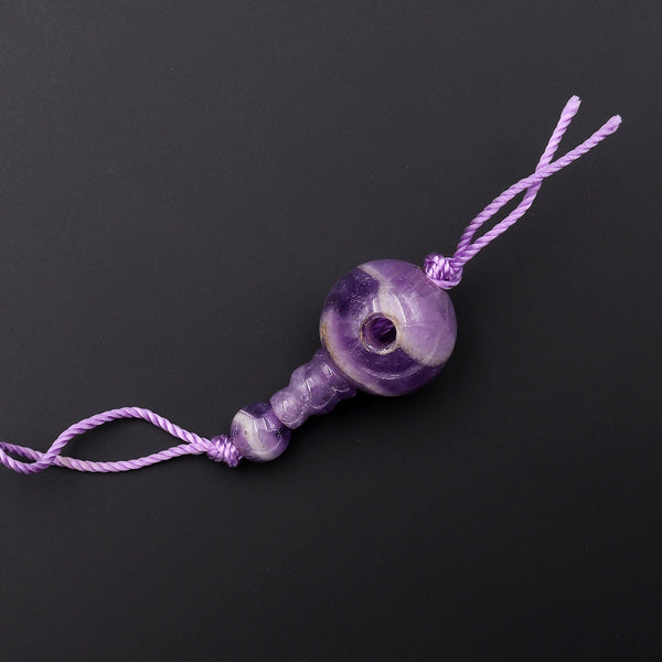 Natural Chevron Amethyst Guru Beads 3 Holes T-Beads Set For Mala Making 10mm