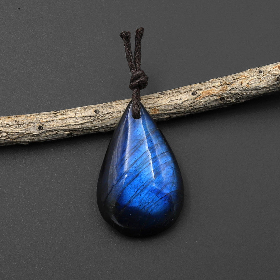 AAA Natural Blue Labradorite Teardrop Top Front Drilled Pendant