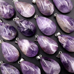 Natural Chevron Amethyst Gemstone Teardrop Pendant Natural Crystal Focal Bead