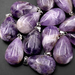 Natural Chevron Amethyst Gemstone Teardrop Pendant Natural Crystal Focal Bead