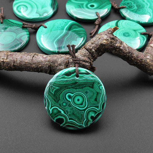 AAA Natural Malachite Pendant Circle Round Coin Gemstone 30mm 40mm