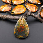 Rare AAA Natural Golden Yellow Red Blue Pietersite Teardrop Pendant Gemstone From South Africa