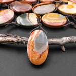 Natural Gemstone Oval Pendant Polychrome Landscape Ocean Jasper From Madagascar