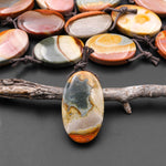 Natural Gemstone Oval Pendant Polychrome Landscape Ocean Jasper From Madagascar