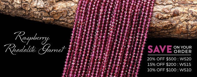 AAA Faceted Natural Raspberry Rhodolite Garnet 3mm Rondelle Reddish Purple Gemstone Beads;  SAVE ON YOUR ORDER: 20% OFF $500: WS20; 15% OFF $200: WS15; 10% OFF $100: WS10