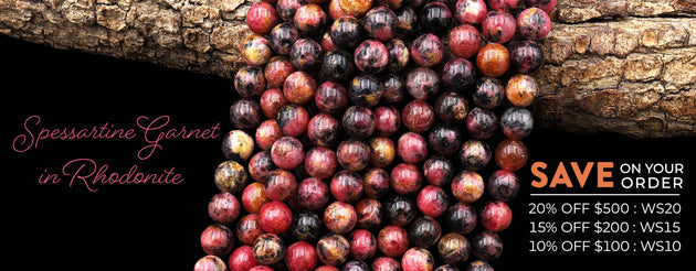 Natural Spessartine Garnet in Rhodonite Beads 6mm 8mm 10mm Red Pink Round Beads 15.5