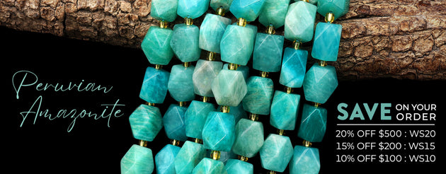 Large Faceted Natural Peruvian Amazonite Beads Rectangle Nuggets 15.5
