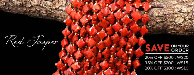 Four Leaf Clover 10mm Beads Natural Red Jasper Carved Faceted Flower Gemstone 15.5