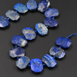 Natural Blue Lapis Golden Pyrite Large Chunky Faceted Slice Slab Cushion Rectangle Rectangular Focal Beads 16" Strand