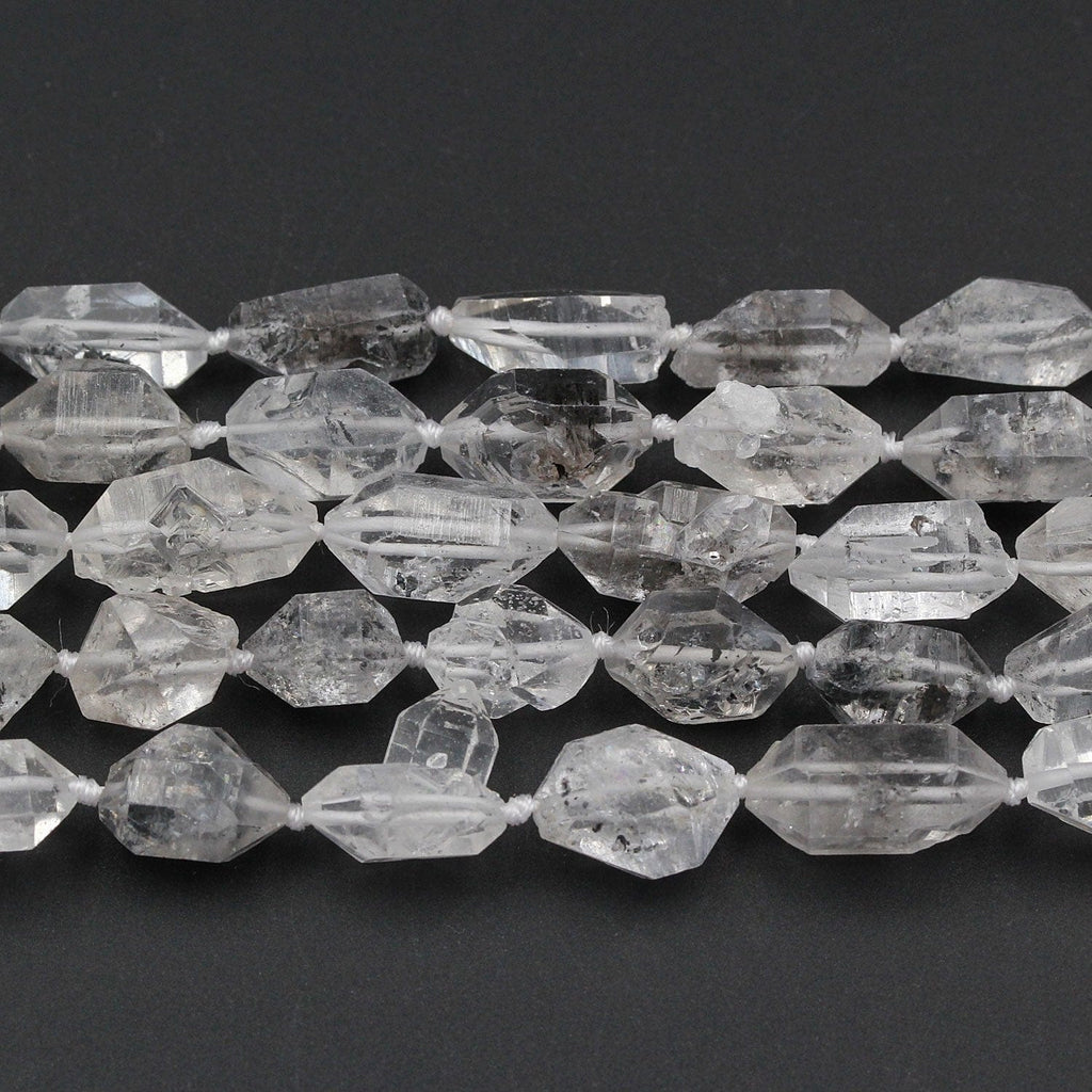 AAA Natural Raw Rough Tibetan Quartz Beads Drilled Double Terminated Points Super Clear Freeform Real Natural Crystal Nugget 16" Strand