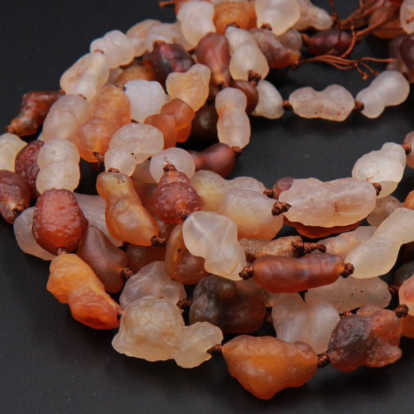 Natural Tibetan Peanut Agate Freeform Reddish Brown Beige Antique Look AKA Gobi Agate Beads 16" Strand