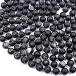 Matte Natural Black Druzy Agate 12mm 14mm 16mm 18mm Round Beads With White Quartz Druzy Crystal Cave 15.5" Strand