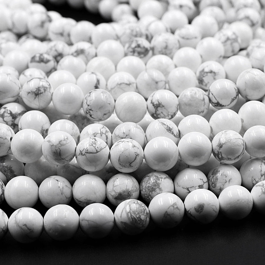 Natural Howlite 4mm 6mm 8mm 10mm 12mm Smooth Plain Round Beads 15.5" Strand