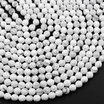 Natural White Howlite Faceted 6mm Faceted 8mm Faceted 10mm Round Beads Finest A Grade 16" Strand