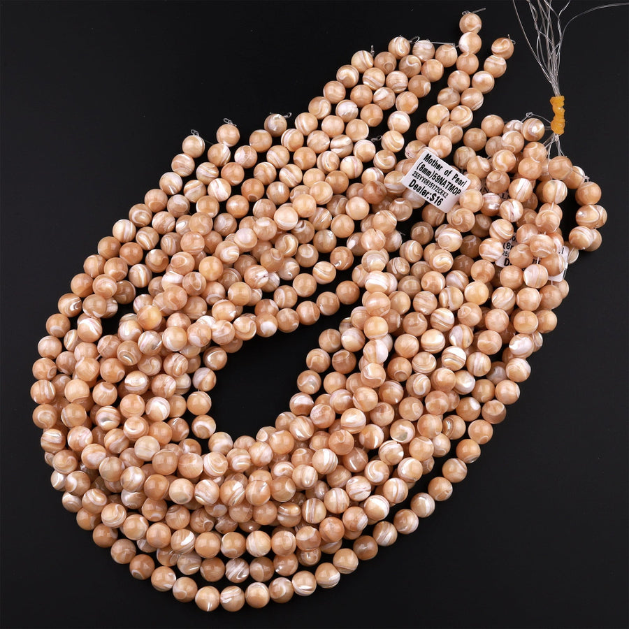 Natural Golden Brown Mother of Pearl Shell Round Beads 3mm 4mm 6mm 8mm 10mm 12mm Round Beads 15.5" Strand