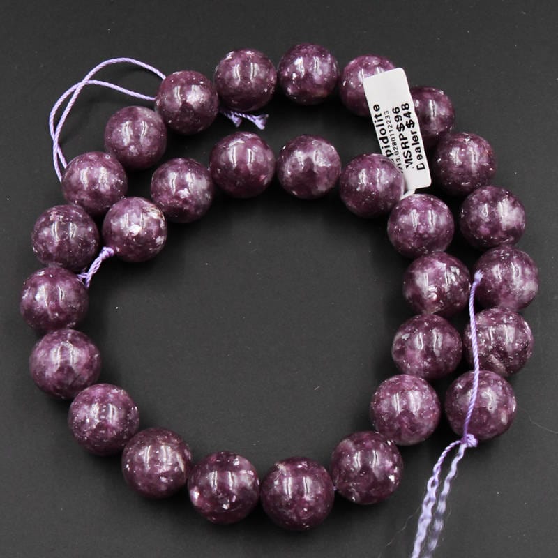 AAA Natural Maroon Purple Lepidolite 12mm Round Beads Organic 100% Genuine Lepidolite Gemstone 16" Strand