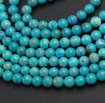 Natural Blue Turquoise 6mm Round Beads Highly Polished High Quality Real Genuine Vibrant Blue Turquoise Spheres Gemstone 16" Strand