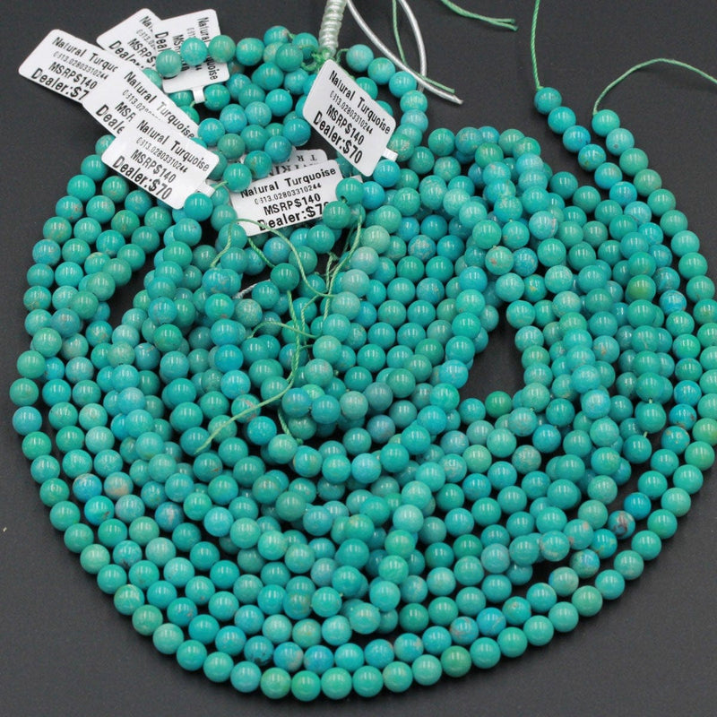 Natural Blue Green Turquoise 6mm Round Beads Highly Polished High Quality Real Genuine Turquoise Spheres Gemstone 16" Strand