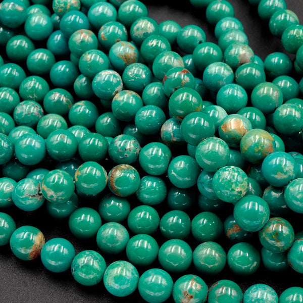 Natural Green Turquoise 6mm Round Beads 16" Strand
