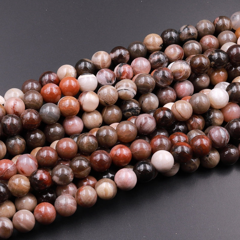 Petrified Wood Bead Bracelet with Gold Spacers - 10mm-Wholesale