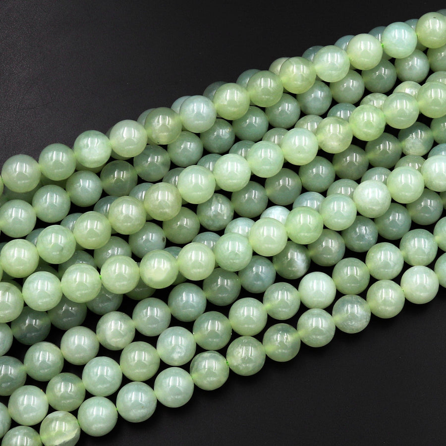 Natural Green Serpentine Jade Round Beads 4mm 6mm 8mm Gemmy Natural Jade 15.5" Strand