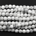 Large Hole Beads Natural Howlite 8mm 10mm Round Beads Big 2.5mm Hole 8" Strand