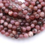 Rare Natural Pink Purple Flower Lepidolite 4mm 6mm 8mm 10mm Round Beads High Quality 100% Natural Lepidolite Gemstone Full 16" Strand